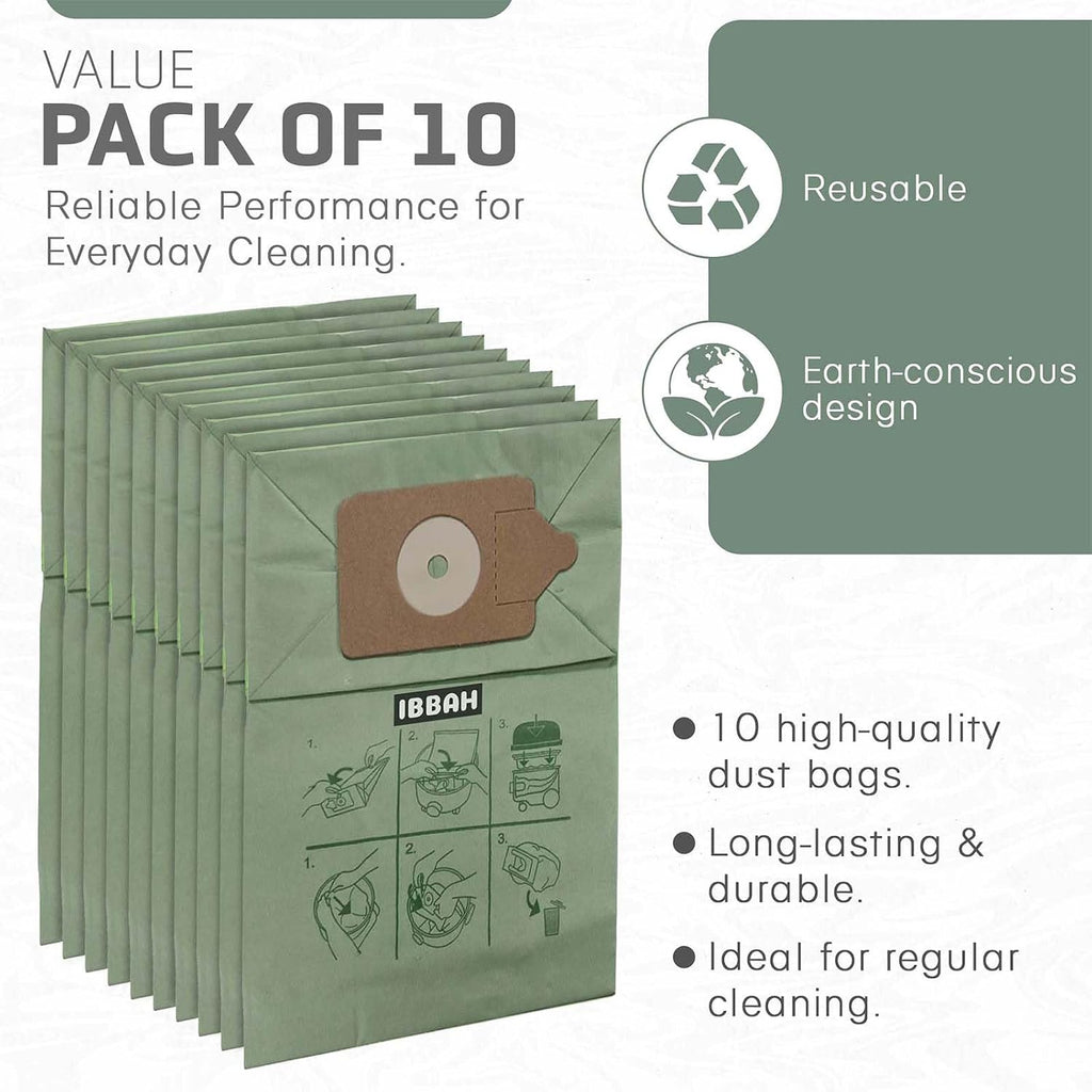Henry Hoover Bags 10 Pack, Premium Vacuum Bags for Henry, Hetty, Numatic, & Hoover Vacuum Cleaners – Compatible with HVR200, NV200, NV225, Pet Hair & Dust Filtration, Reusable & Durable