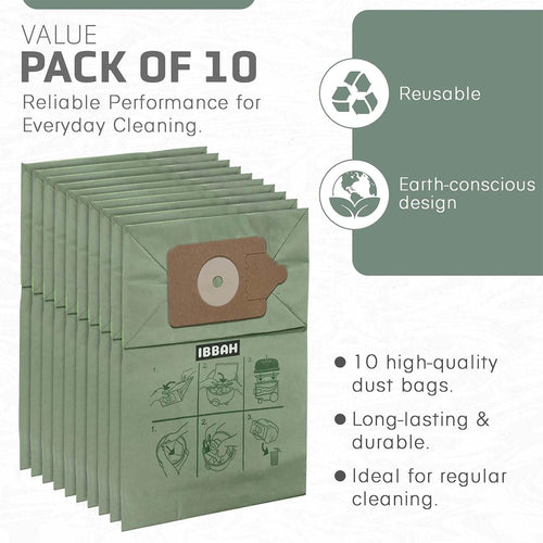 Henry Hoover Bags 10 Pack, Premium Vacuum Bags for Henry, Hetty, Numatic, & Hoover Vacuum Cleaners – Compatible with HVR200, NV200, NV225, Pet Hair & Dust Filtration, Reusable & Durable