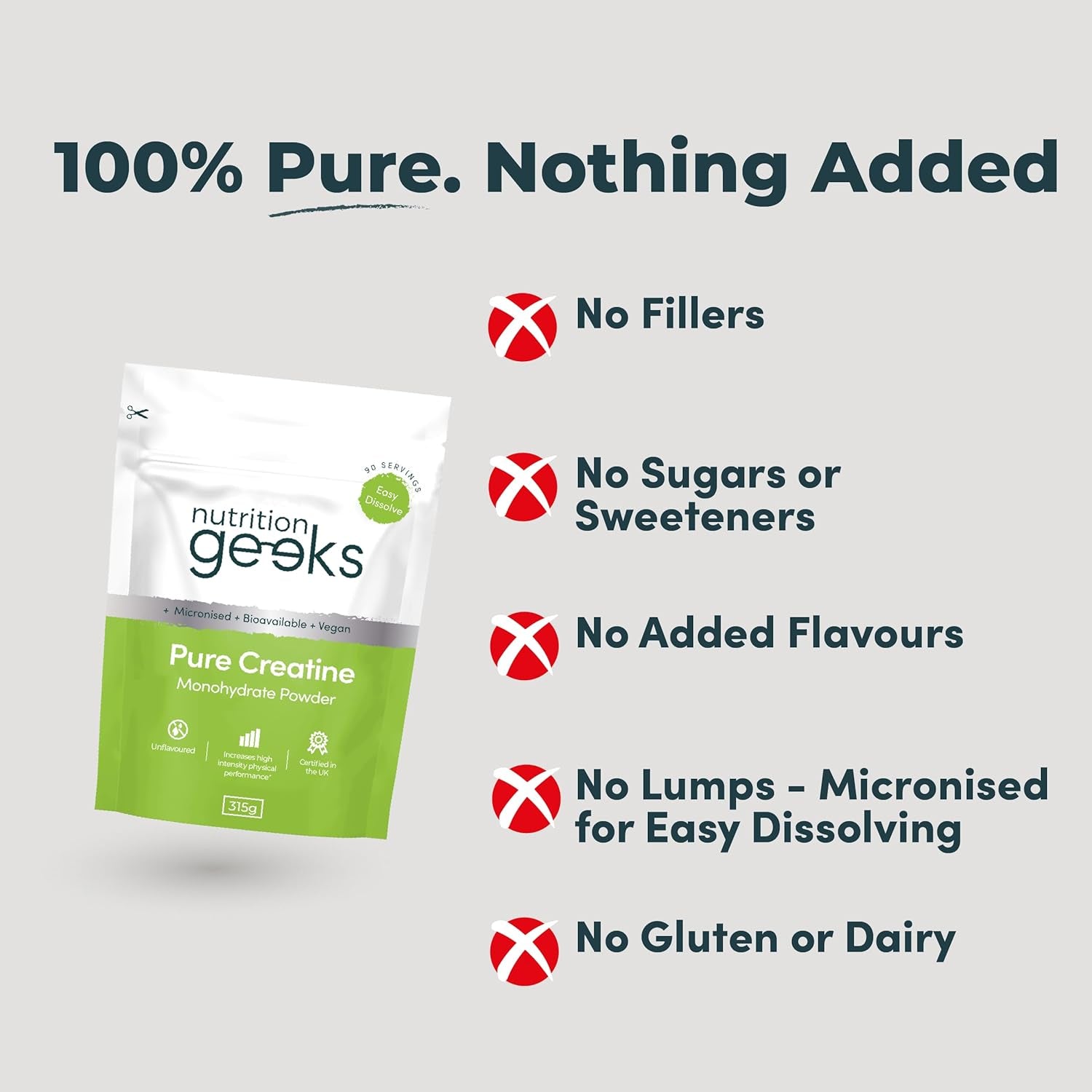 Pure Creatine Monohydrate Powder - 315G (90 Servings) - Easy Dissolve Creatine Powder, Unflavoured & Micronised (Not Creatine Gummies or Creatine Tablets), Vegan Creatine for Women and Men
