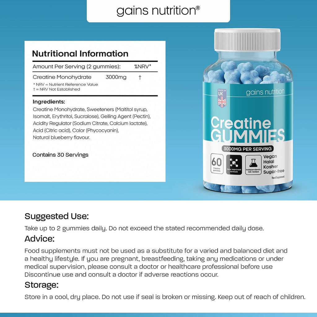 GN Creatine Gummies | 60 Chewable Creatine Gummies for Men & Women - 3000Mg Creatine-Monohydrate per Serving | Berry Flavour, Non-Gmo & Suitable for Vegans & Vegetarians